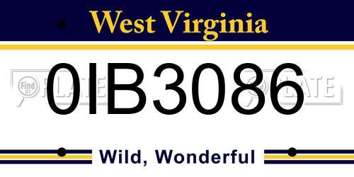 0IB3086 West Virginia License Plate