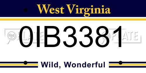 0IB3381 West Virginia License Plate