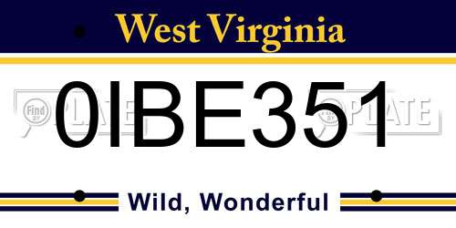 0IBE351 West Virginia License Plate