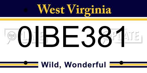 0IBE381 West Virginia License Plate