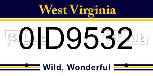 0ID9532 West Virginia License Plate