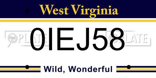 0IEJ58 West Virginia License Plate