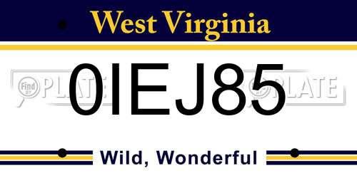 0IEJ85 West Virginia License Plate