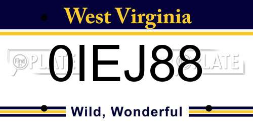 0IEJ88 West Virginia License Plate