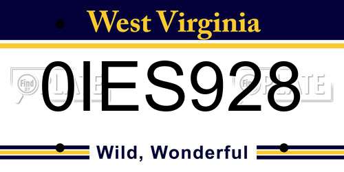 0IES928 West Virginia License Plate