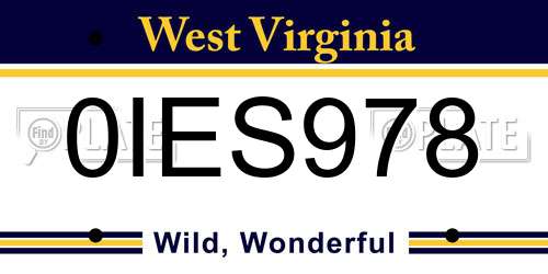 0IES978 West Virginia License Plate