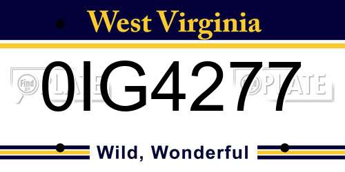 0IG4277 West Virginia License Plate