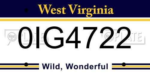 0IG4722 West Virginia License Plate