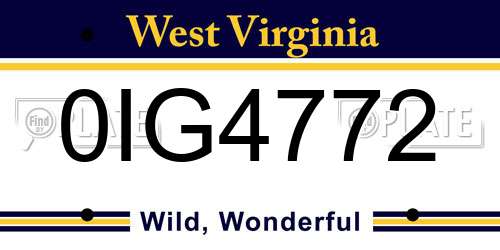 0IG4772 West Virginia License Plate