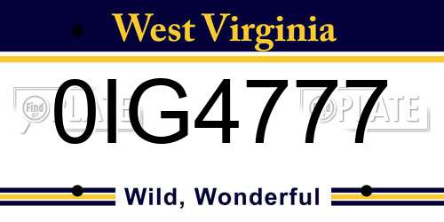 0IG4777 West Virginia License Plate