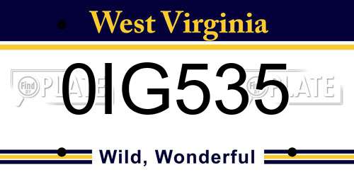 0IG535 West Virginia License Plate