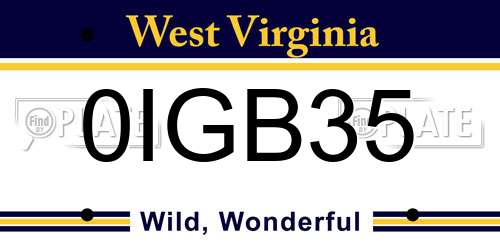 0IGB35 West Virginia License Plate