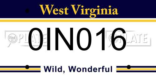 0IN016 West Virginia License Plate