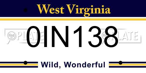 0IN138 West Virginia License Plate