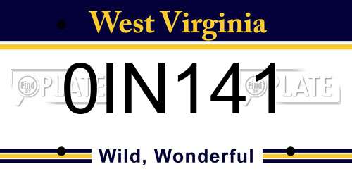 0IN141 West Virginia License Plate