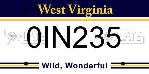 0IN235 West Virginia License Plate