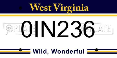 0IN236 West Virginia License Plate
