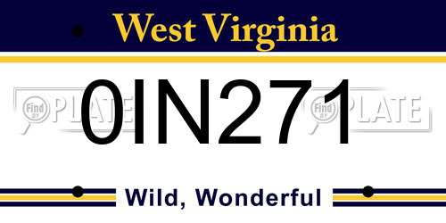 0IN271 West Virginia License Plate