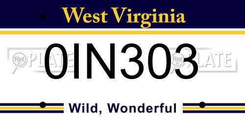 0IN303 West Virginia License Plate