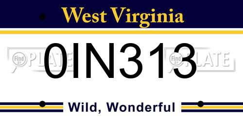 0IN313 West Virginia License Plate