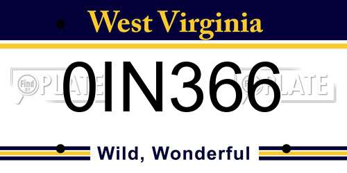 0IN366 West Virginia License Plate