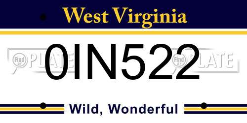 0IN522 West Virginia License Plate