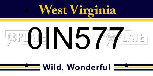 0IN577 West Virginia License Plate