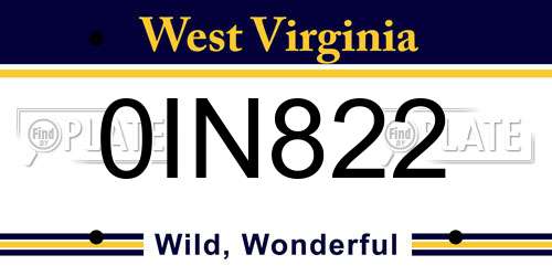 0IN822 West Virginia License Plate