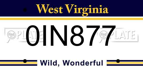 0IN877 West Virginia License Plate