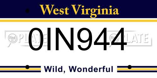 0IN944 West Virginia License Plate