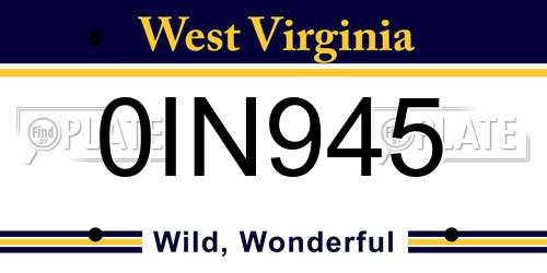 0IN945 West Virginia License Plate