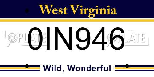 0IN946 West Virginia License Plate
