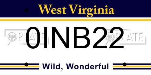 0INB22 West Virginia License Plate