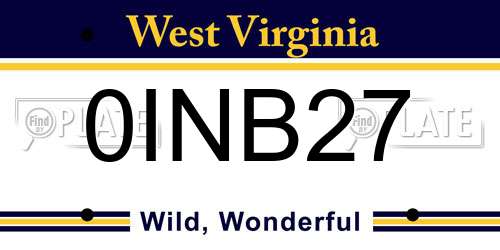 0INB27 West Virginia License Plate