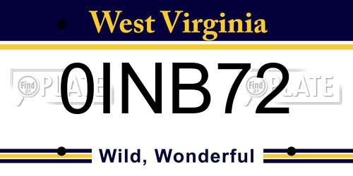 0INB72 West Virginia License Plate
