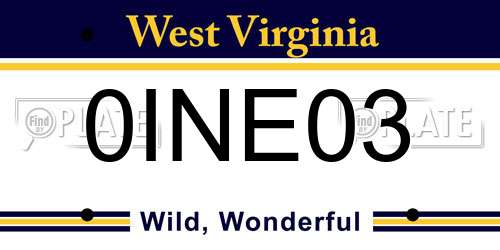 0INE03 West Virginia License Plate