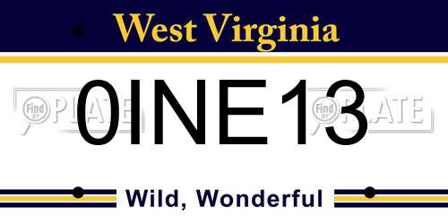 0INE13 West Virginia License Plate
