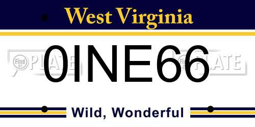 0INE66 West Virginia License Plate