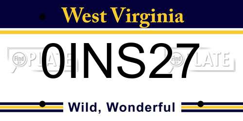 0INS27 West Virginia License Plate