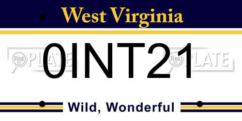 0INT21 West Virginia License Plate