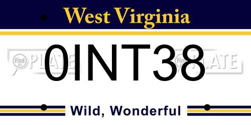 0INT38 West Virginia License Plate