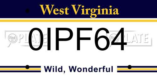 0IPF64 West Virginia License Plate