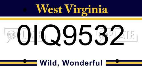 0IQ9532 West Virginia License Plate