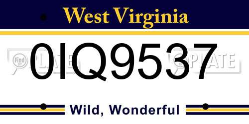 0IQ9537 West Virginia License Plate