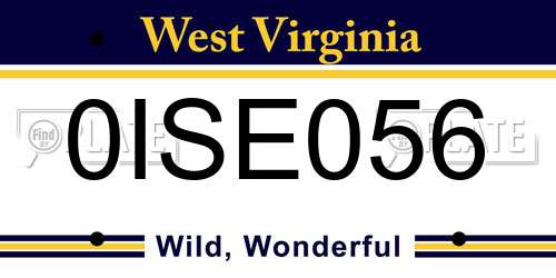 0ISE056 West Virginia License Plate