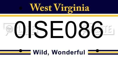 0ISE086 West Virginia License Plate