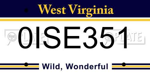 0ISE351 West Virginia License Plate