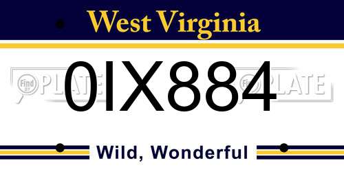 0IX884 West Virginia License Plate