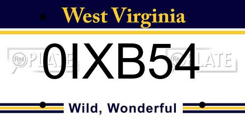 0IXB54 West Virginia License Plate