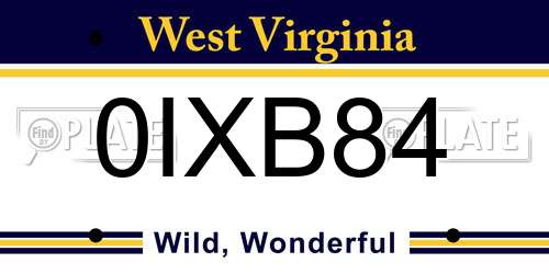 0IXB84 West Virginia License Plate